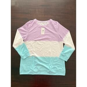 Rosriss NWT | lavender, white & blue long sleeved pullover tshirt top | size 14W